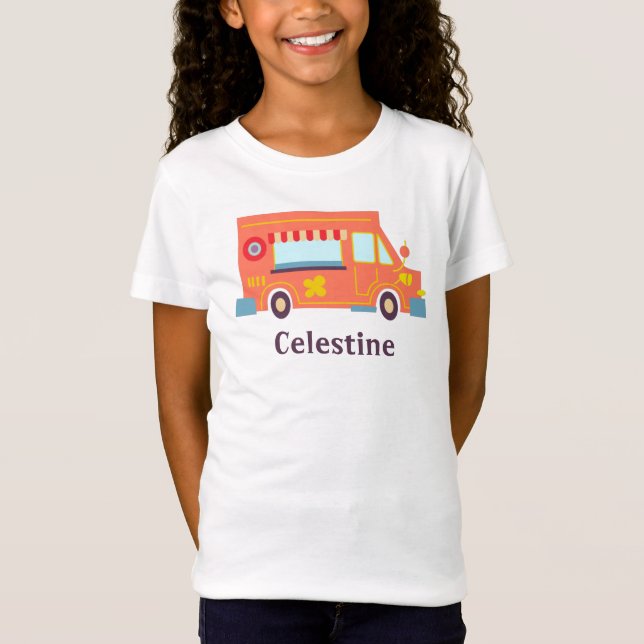 T-Shirt Super plaisir orange rouge camionnette fleurs (Devant)