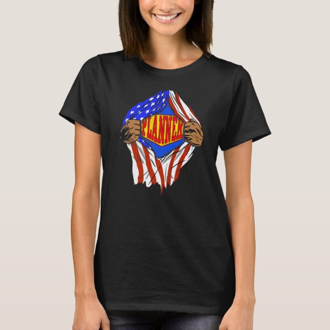 T-shirt Super Planner Hero Job (Devant)