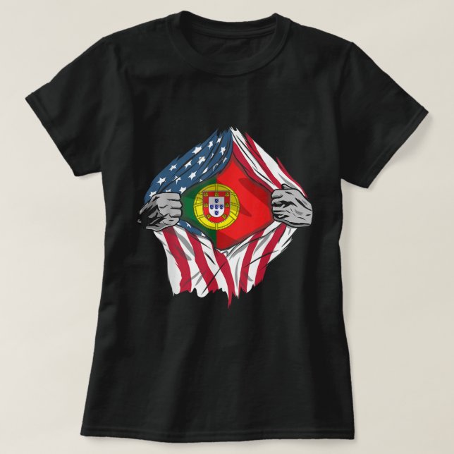 T-shirt Super Portugais Patrimoine Fier Portugal Racines F (Design devant)