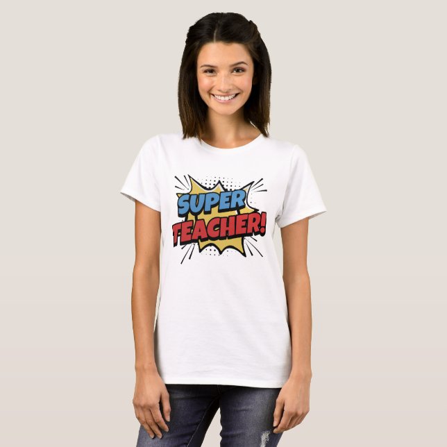 T-shirt Super Professeur Style Bande Dessinée (Devant entier)