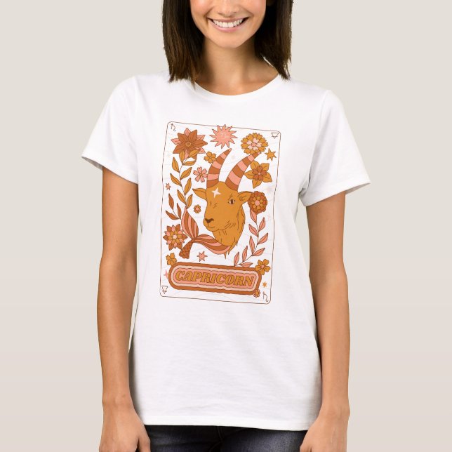 T-shirt Super Retro Capricorne Horoscope Astrologie Brown (Devant)