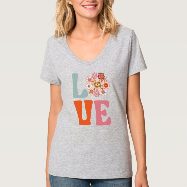 T-shirt Super Retro Floral Cosmic Daisy LOVE (Devant)