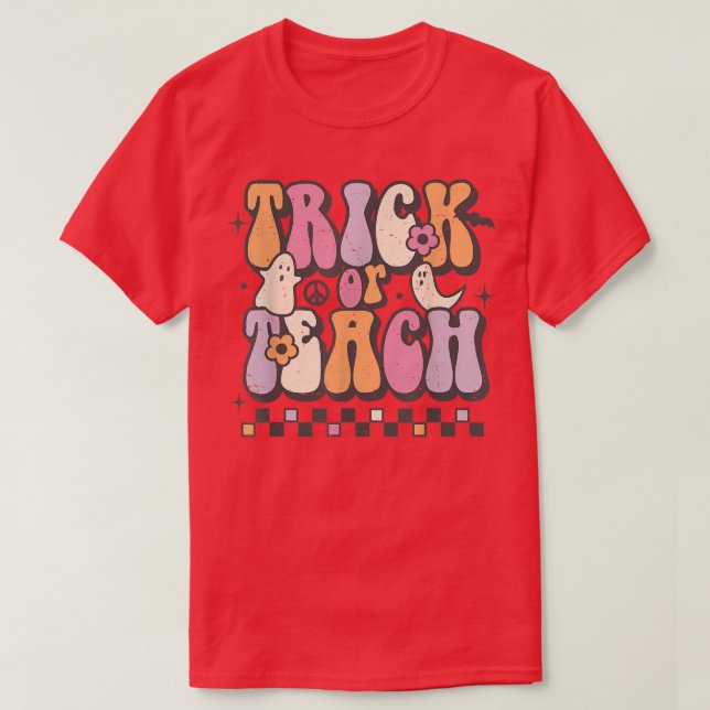 T-shirt Super Retro Trick ou Enseignant Hippie Hallowe (Design devant)