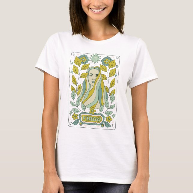 T-shirt Super Retro Virgo Horoscope Astrologie Vert (Devant)