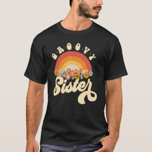 T-shirt Super Soeur Retro Arc-en-ciel Fleurs colorées desi