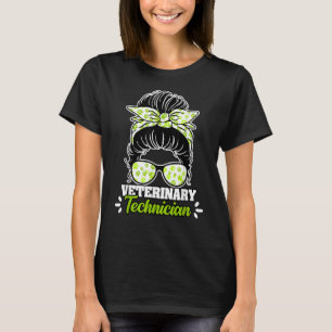 T-shirt Super Technicien Vétérinaire Messy Bun Pour Un Vet