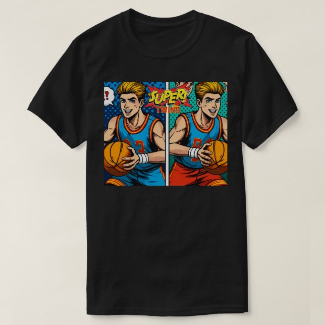 T-shirt Super Twins Jouer au basket-ball (Design devant)
