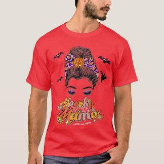 T-shirt Super Un Éffrayant Mama Messy Bun Femmes Witch Mam