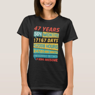 T-shirt Superbe 47 Ans Vintage 47e Anniversaire