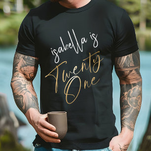 T-shirt Superbe Black & Gold 21e fête d'anniversaire surpr