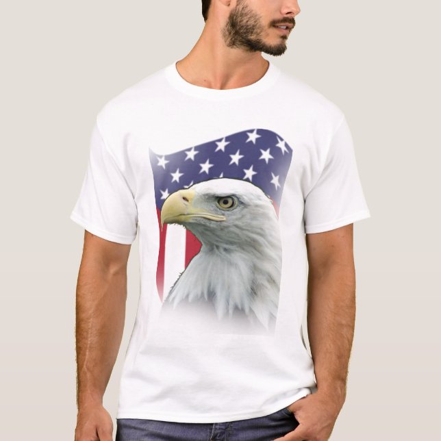 T-shirt Superbe design patriotique aigle et drapeau (Devant)