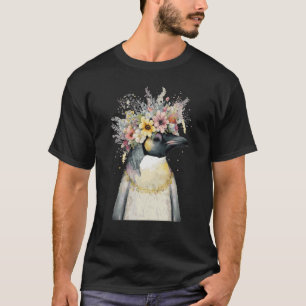 T-shirt Superbe Empereur Pingouin Fleur d'Oiseau de mer Fl