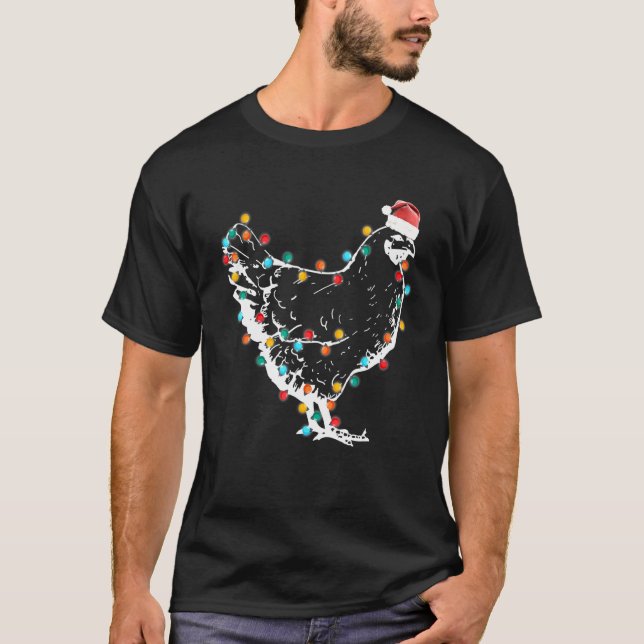 T-shirt Superbe lumière de Noël en forme de poulet (Devant)