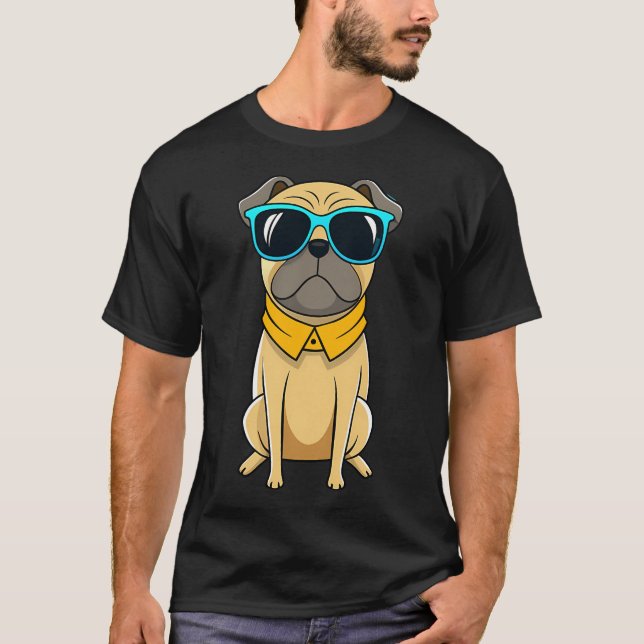 T-shirt Superbe pug avec des lunettes de soleil (Devant)