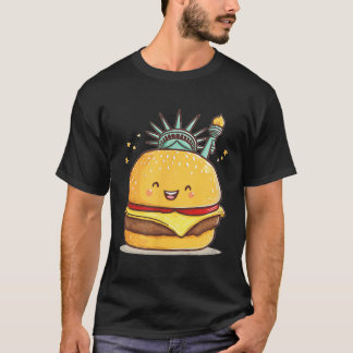 T-shirt Superbe Statue Liberty Burger Costume Pour Garçons