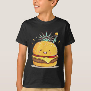 T-shirt Superbe Statue Liberty Burger Costume Pour Garçons