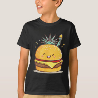 T-shirt Superbe Statue Liberty Burger Costume Pour Garçons