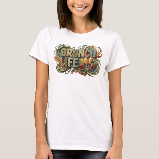 T-shirt Superbe Tee BRUNCH LIFE Orange (Devant)