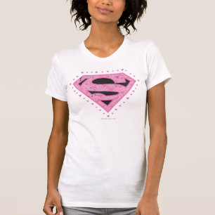 T-shirt Supergirl a affligé le noir et le rose de logo