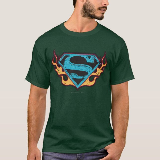 T-shirt Supergirl Blue Logo with Flames (Devant)