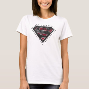 T-shirt Supergirl Distressed Logo Black and Red
