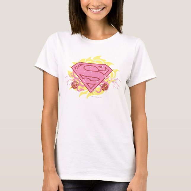 T-shirt Supergirl Fleurs roses (Devant)