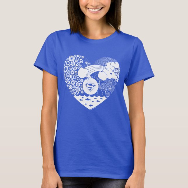 T-shirt Supergirl Floral Peace Heart Graphisme (Devant)