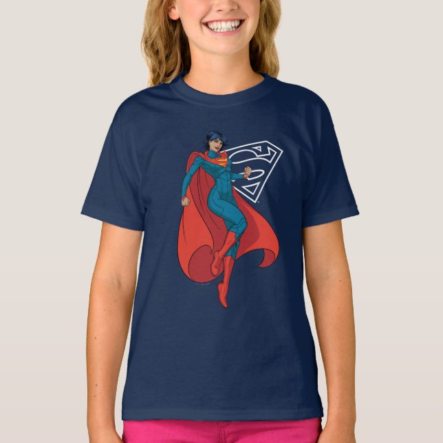 T-shirt Supergirl Hovering en costume bleu (Devant)