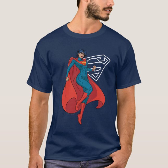 T-shirt Supergirl Hovering en costume bleu (Devant)