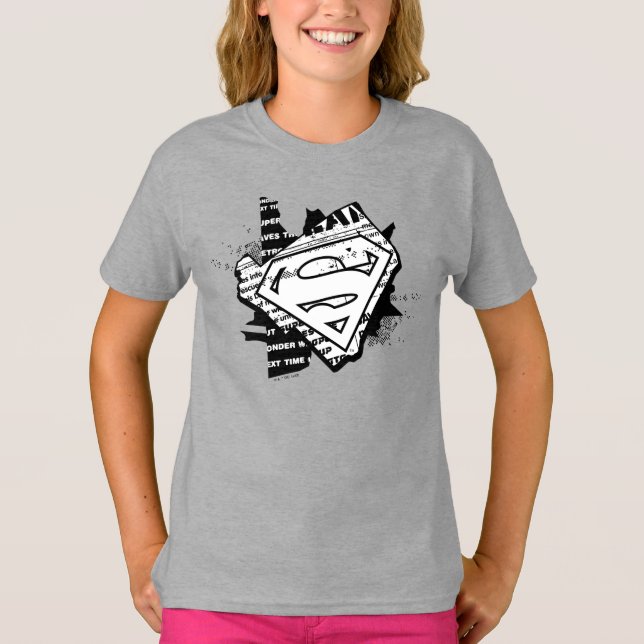 T-shirt Supergirl Newsprint S-Shield (Devant)