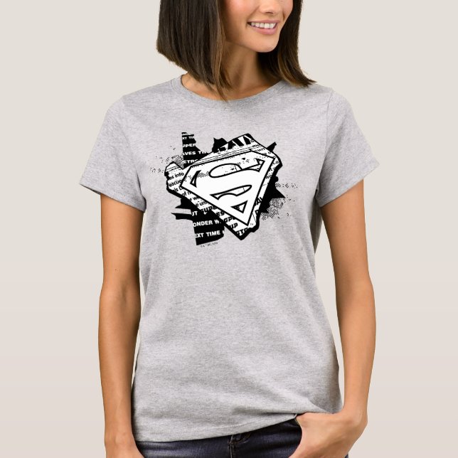 T-shirt Supergirl Newsprint S-Shield (Devant)
