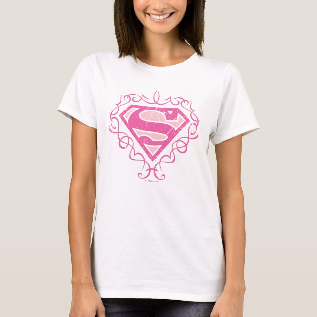 T-shirt Supergirl Pink Stripes (Devant)