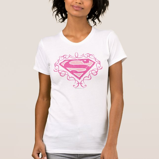 T-shirt Supergirl Pink Stripes (Devant)