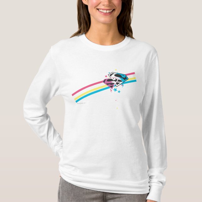 T-shirt Supergirl Rainbow Stripes (Devant)