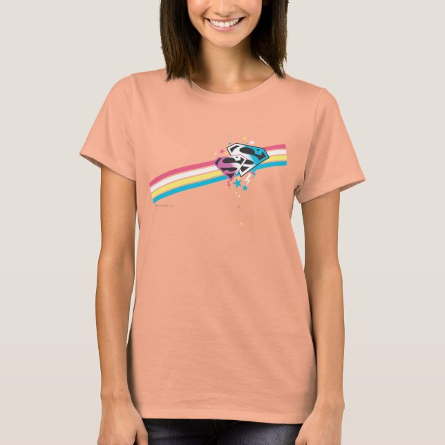 T-shirt Supergirl Rainbow Stripes (Devant)