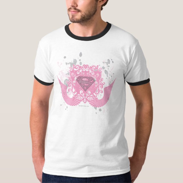 T-shirt Supergirl rose aile design (Devant)