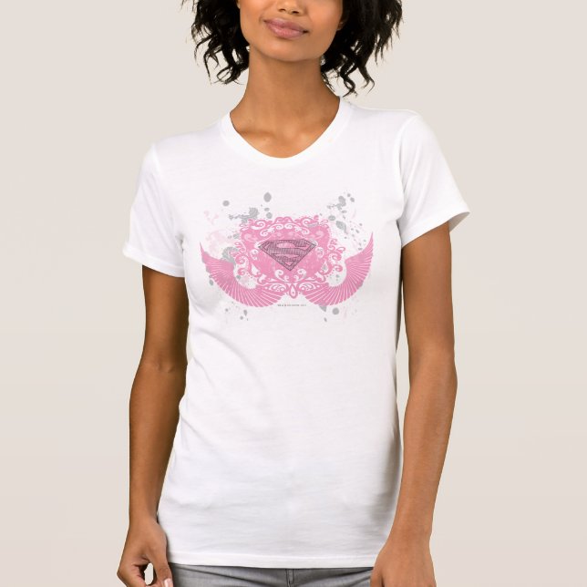 T-shirt Supergirl rose aile design (Devant)