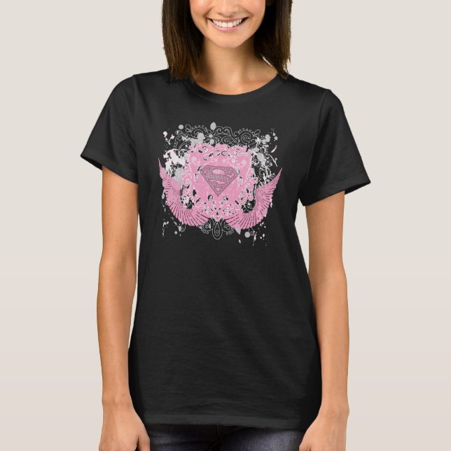T-shirt Supergirl rose aile design (Devant)