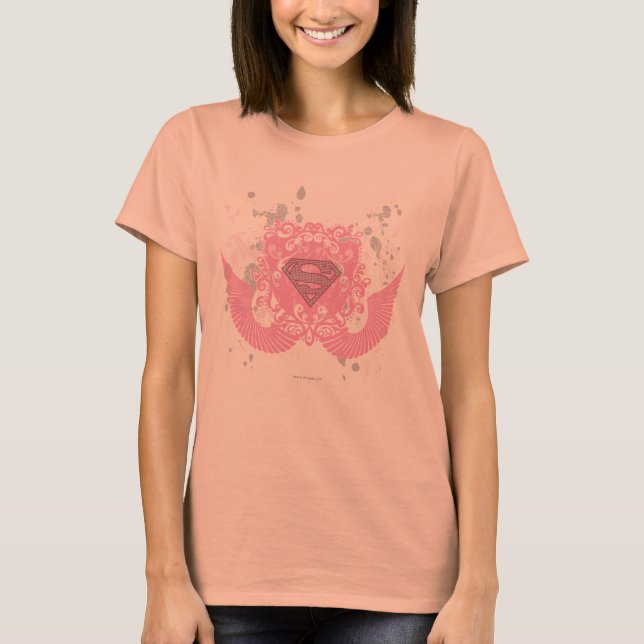 T-shirt Supergirl rose aile design (Devant)