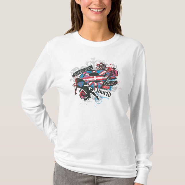 T-shirt Supergirl sauve le monde (Devant)