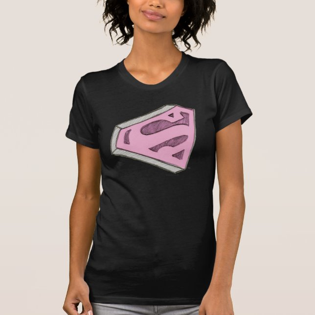 T-shirt Supergirl Sketched Pink Logo (Devant)