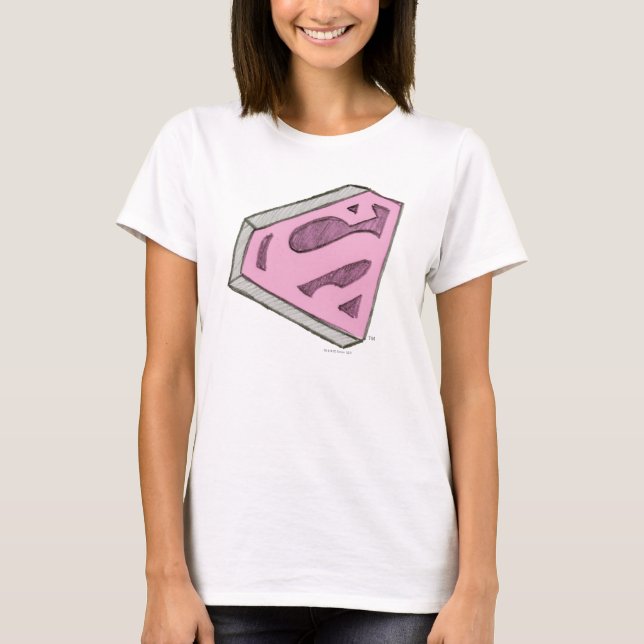 T-shirt Supergirl Sketched Pink Logo (Devant)
