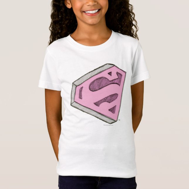 T-Shirt Supergirl Sketched Pink Logo (Devant)