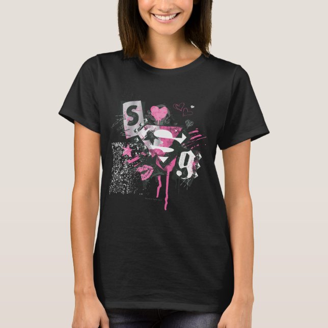 T-shirt Supergirl Spills and Scribbles Collage (Devant)
