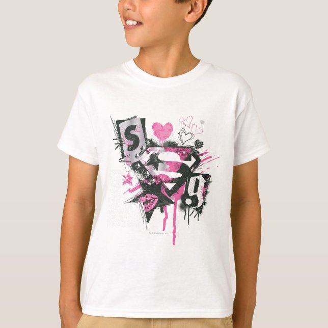 T-shirt Supergirl Spills and Scribbles Collage (Devant)