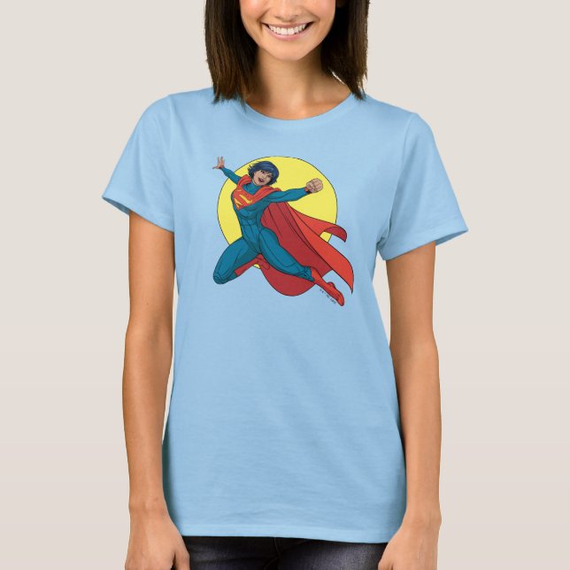 T-shirt Supergirl volant en costume bleu (Devant)