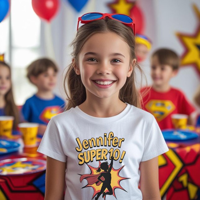 T-shirt Superhero anniversaire filles tenue top (Créateur téléchargé)