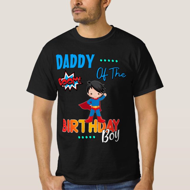 T-shirt Superhero Birthday Boy Colorée Custom Matching (Devant)