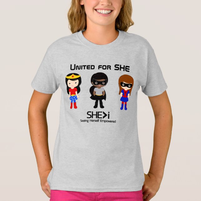 T-shirt SUPERHERO Black Outline - United for SHE (Devant)