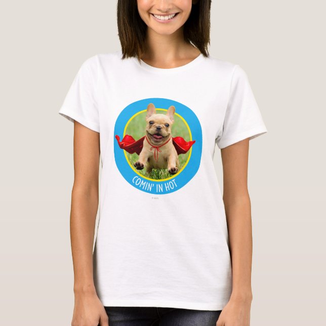 T-shirt Superhero de chien taureau français mignon tourne  (Devant)
